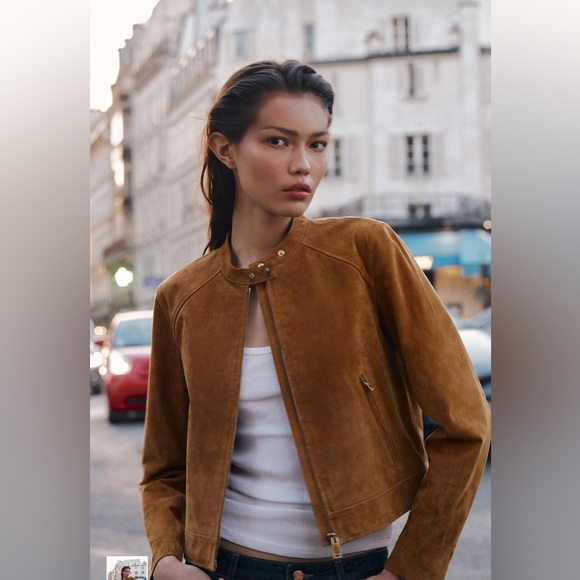 ZARA Women's Tan Suede Jacket 100% genuine leather 8073/042 - Picture 1 of 11